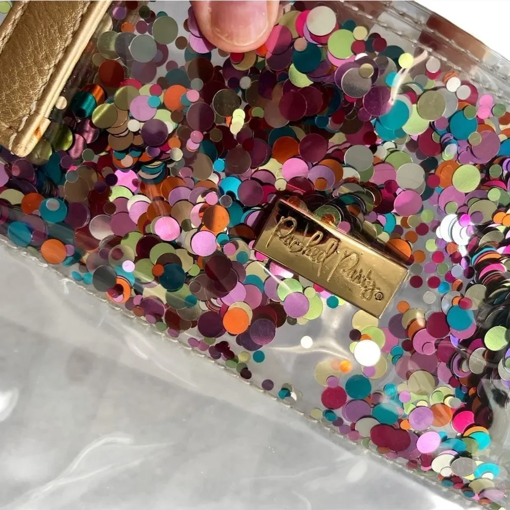 Packed Party Little Bit of Party Kids Tote Clear Confetti Glitter Gold Handles